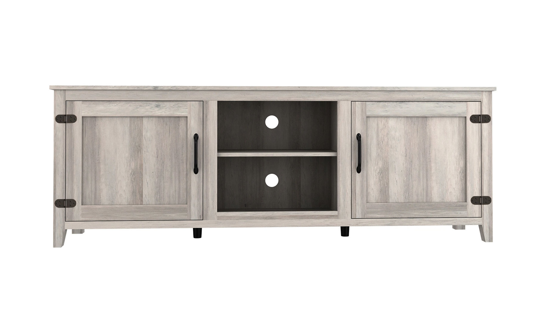 TV Stand Storage Media Console Entertainment Center With Two Doors, Grey Walnut