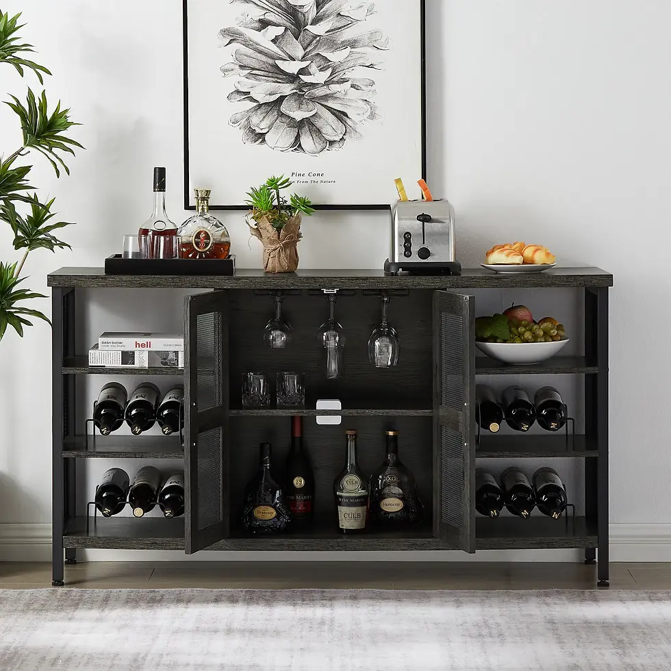 Thumbnail: Industrial Wine Bar Cabinet, Dark Gray