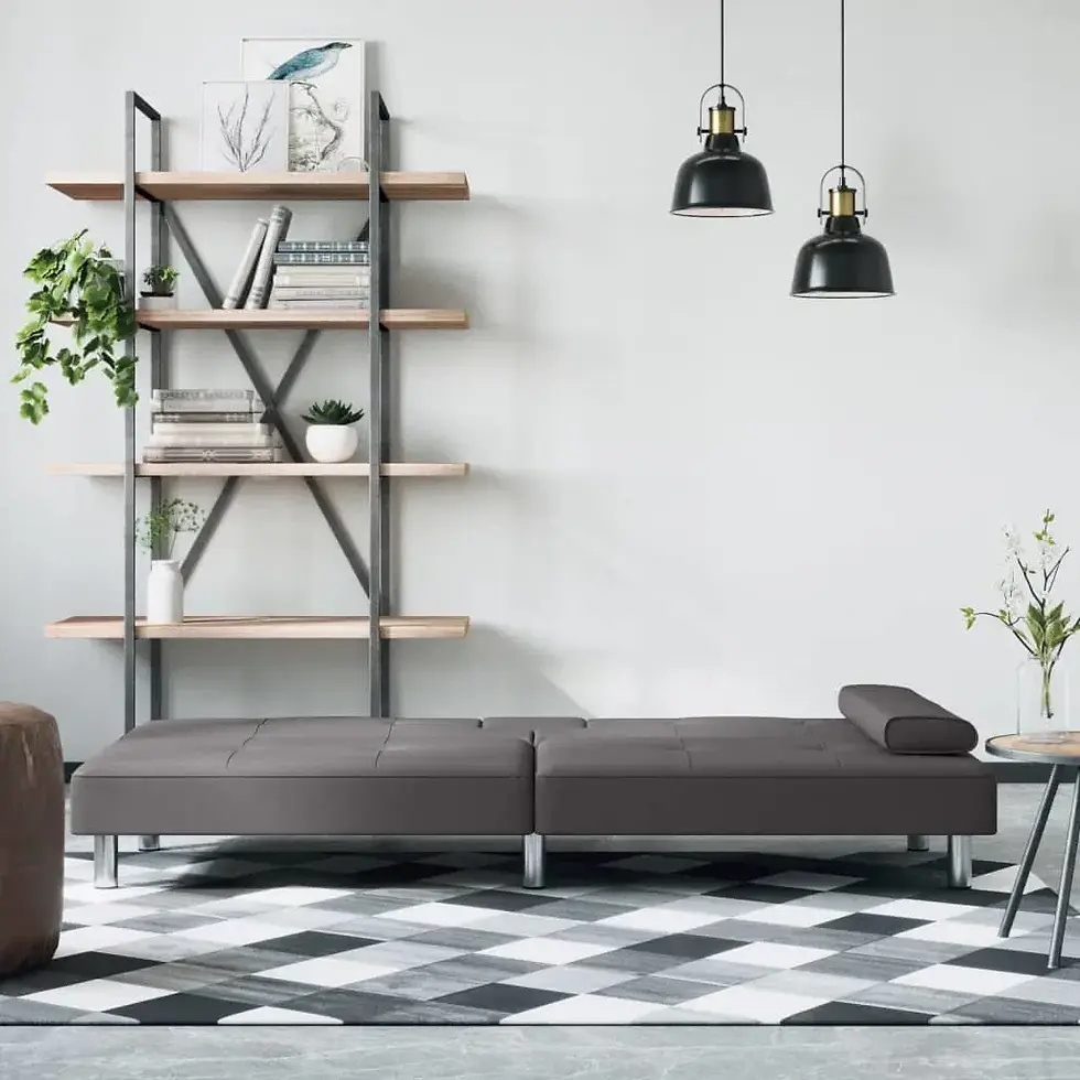 Thumbnail: Sofa Bed with Cup Holders Gray Faux Leather