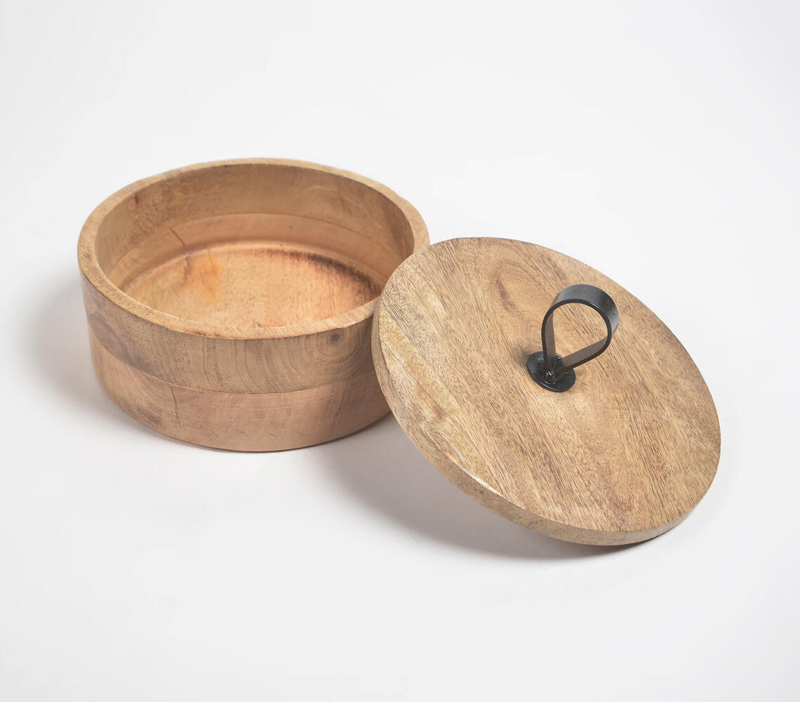 Earthy Round Wooden Jewelry Box