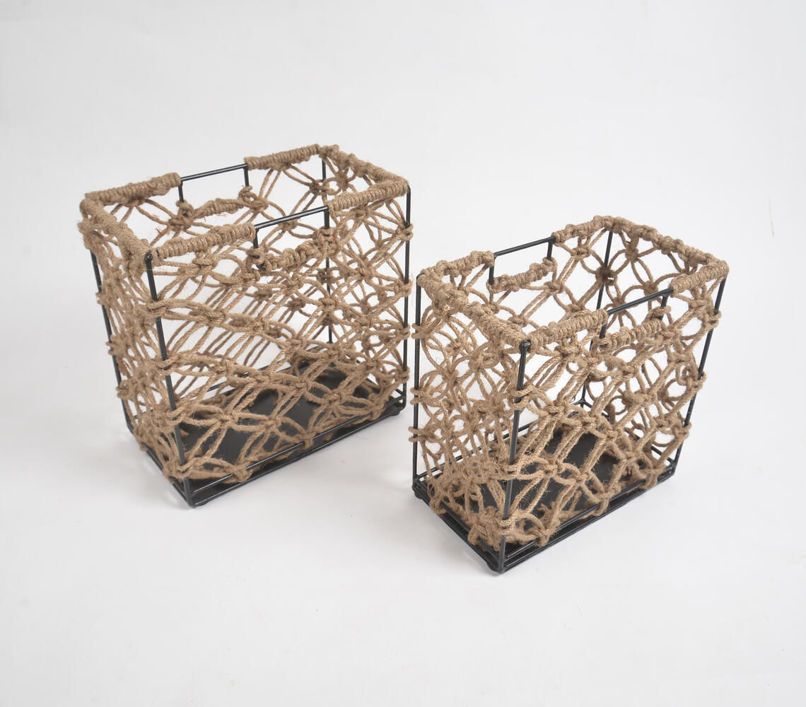 Knotted Jute & Iron Baskets (Set of 2)