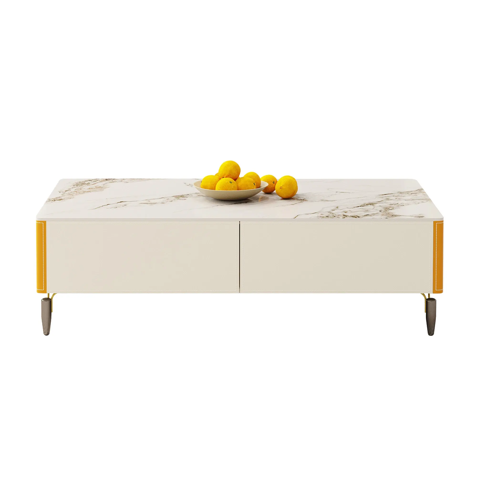 Slate Countertop Coffee Table with 4 Drawers