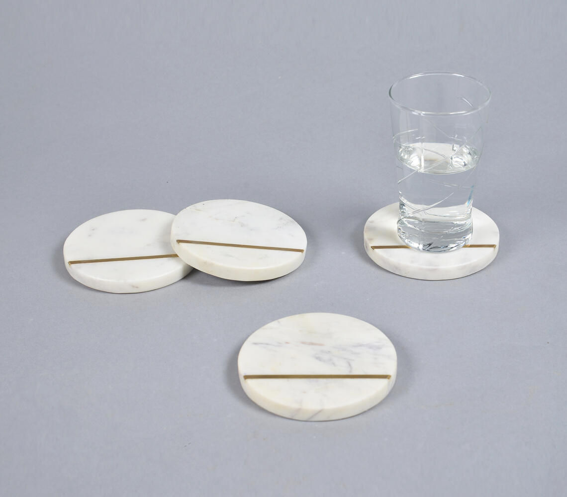 Minimal Marble & Brass Coasters (set of 4)