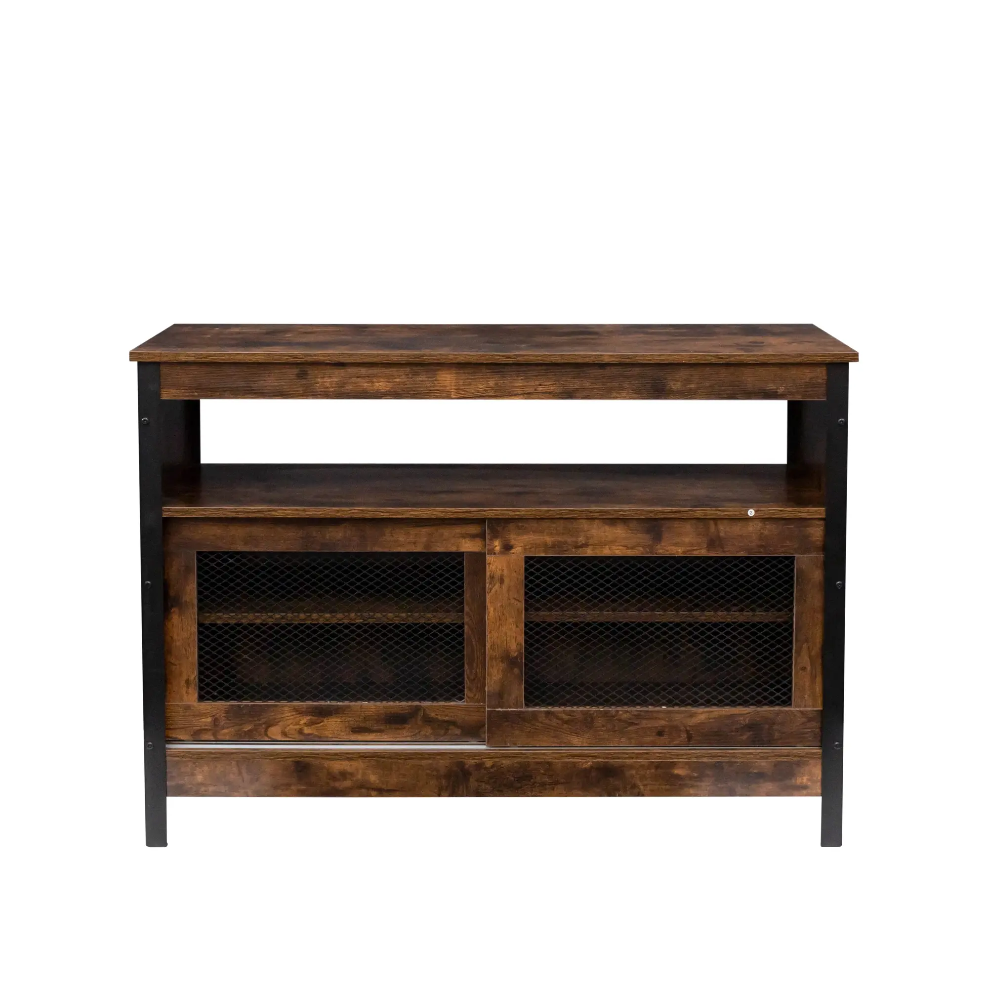 LED Buffet Sideboard, Farmhouse Storage Cabinet with Sliding Door
