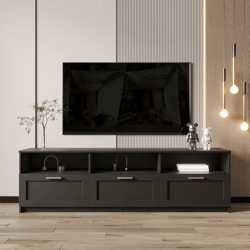 Thumbnail: Black Modern Minimalist TV Cabinet 80 Inch TV Stand
