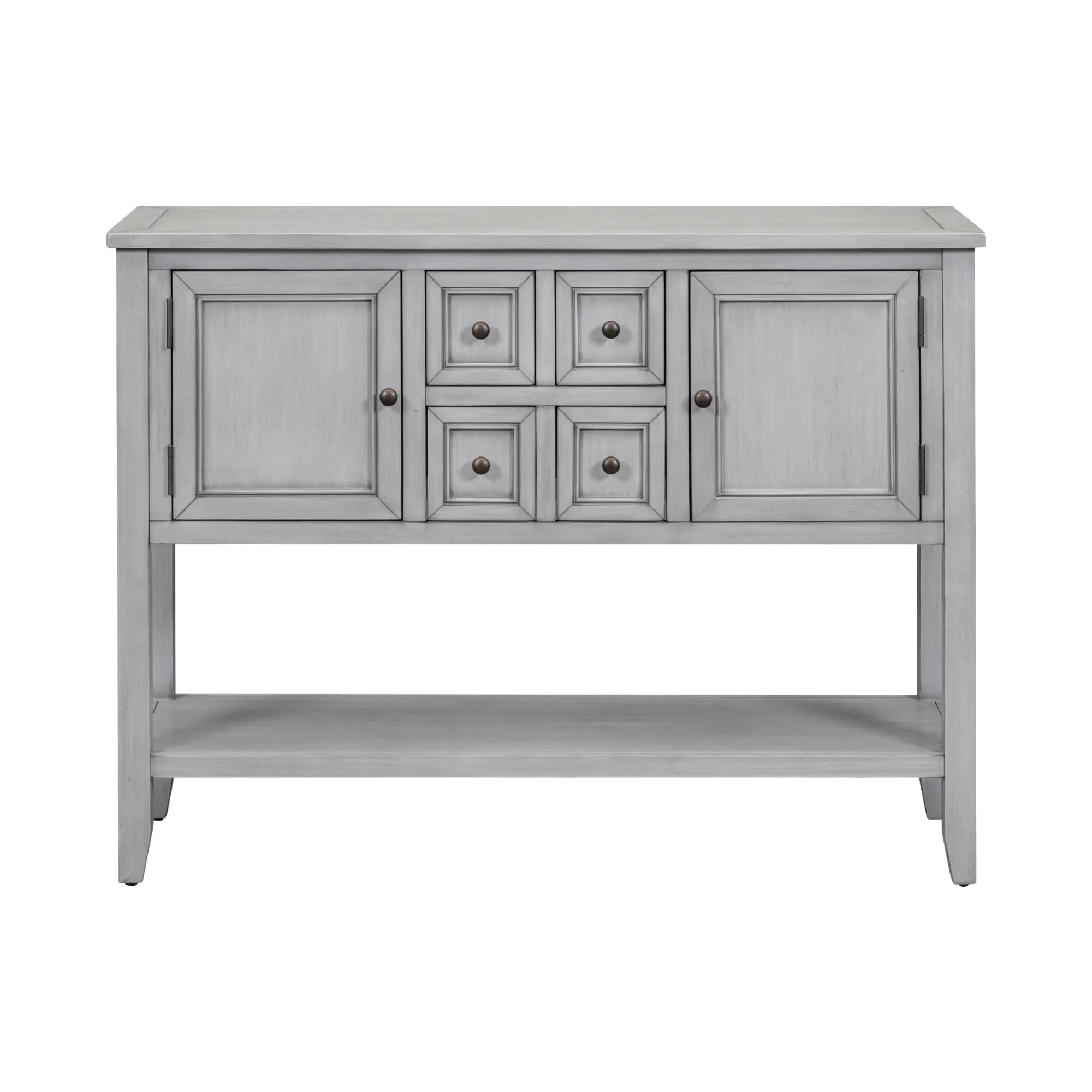 TREXM Cambridge Series Console Table with Bottom Shelf, Antique Gray