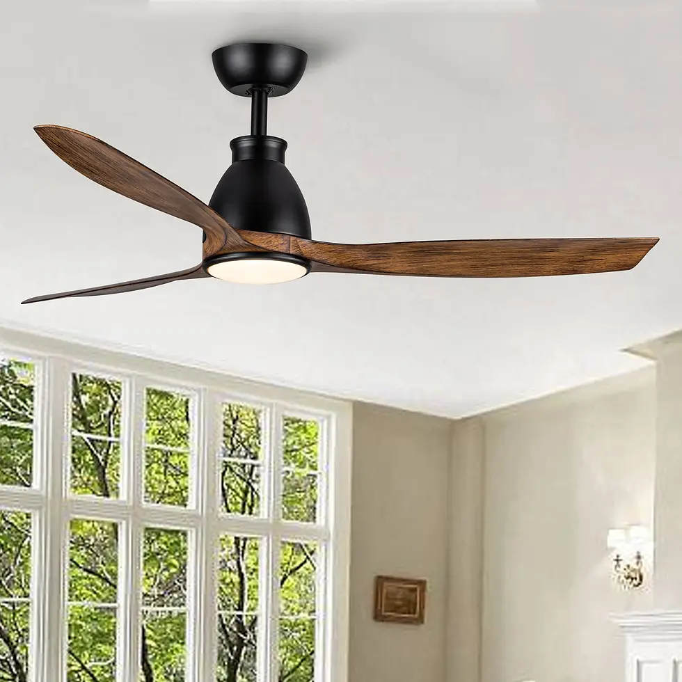 Thumbnail: 52 Inch Indoor Black Ceiling Fan with LED Light