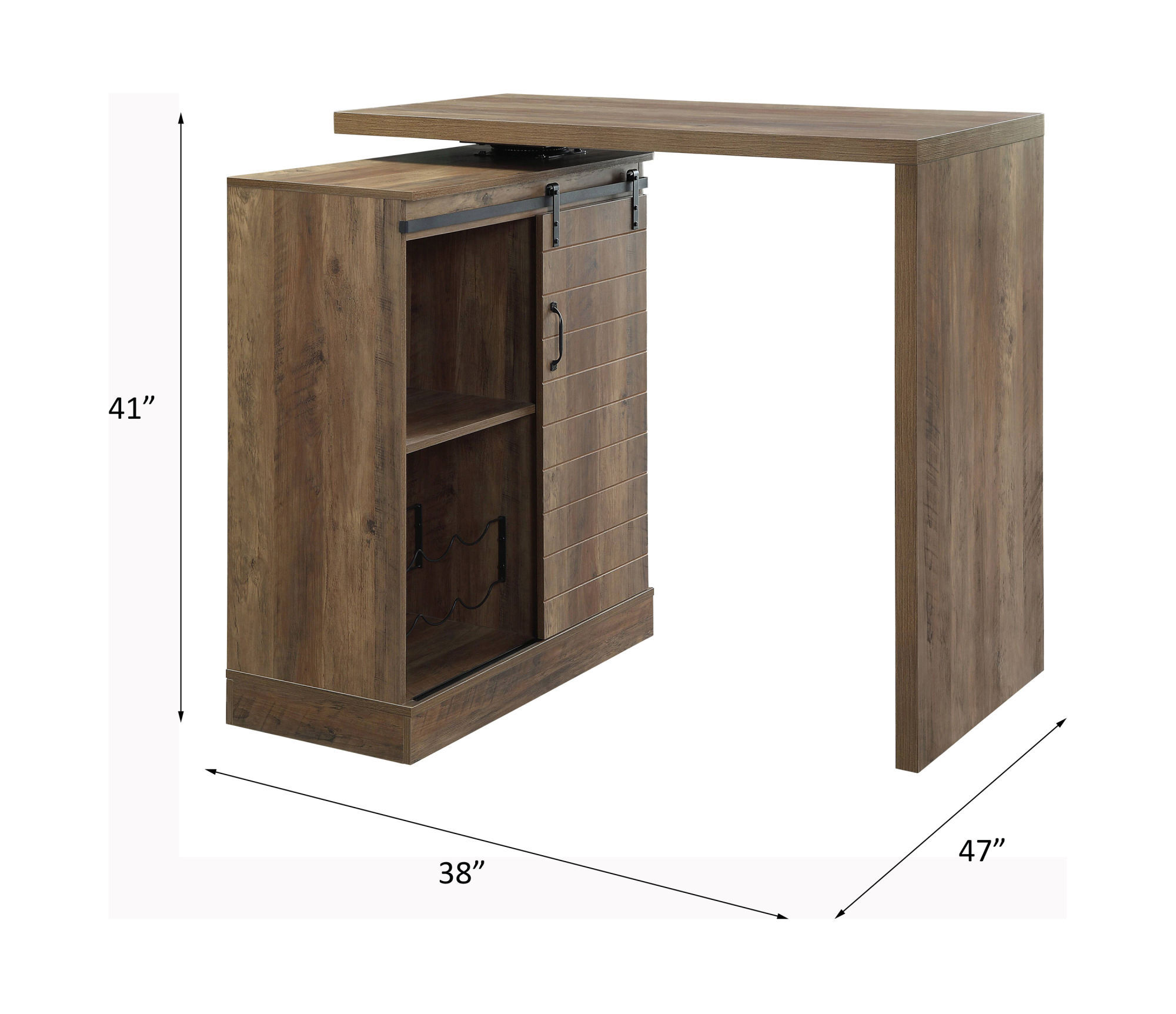 ACME Quillon Bar Table, Rustic Oak Finish
