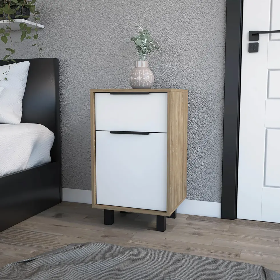 Thumbnail: Osbourne 1-Drawer Nightstand White and Pine