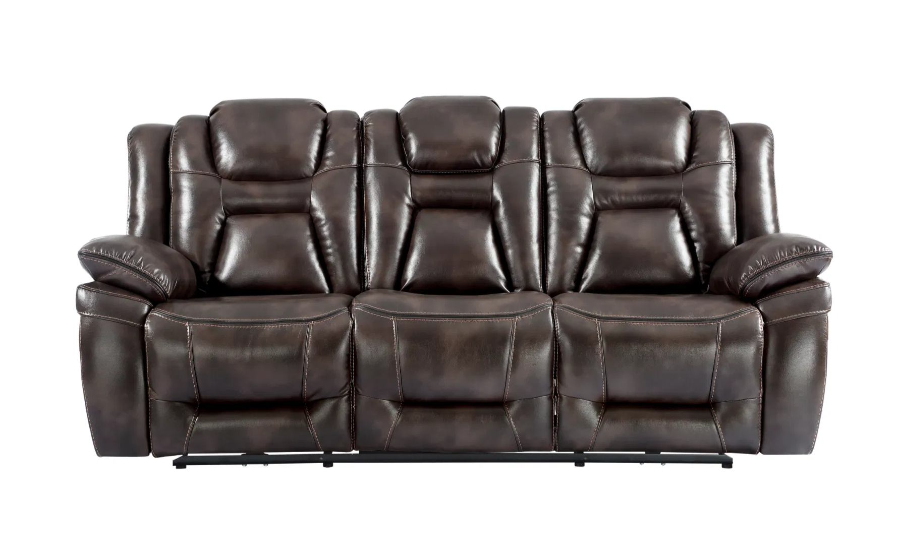 Oportuna - Dual Power Sofa With Drop Down Table - Dark Brown