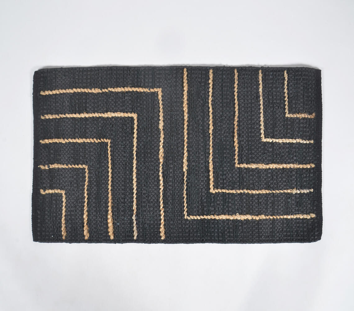 Handwoven Leather & Jute Monochrome Rug