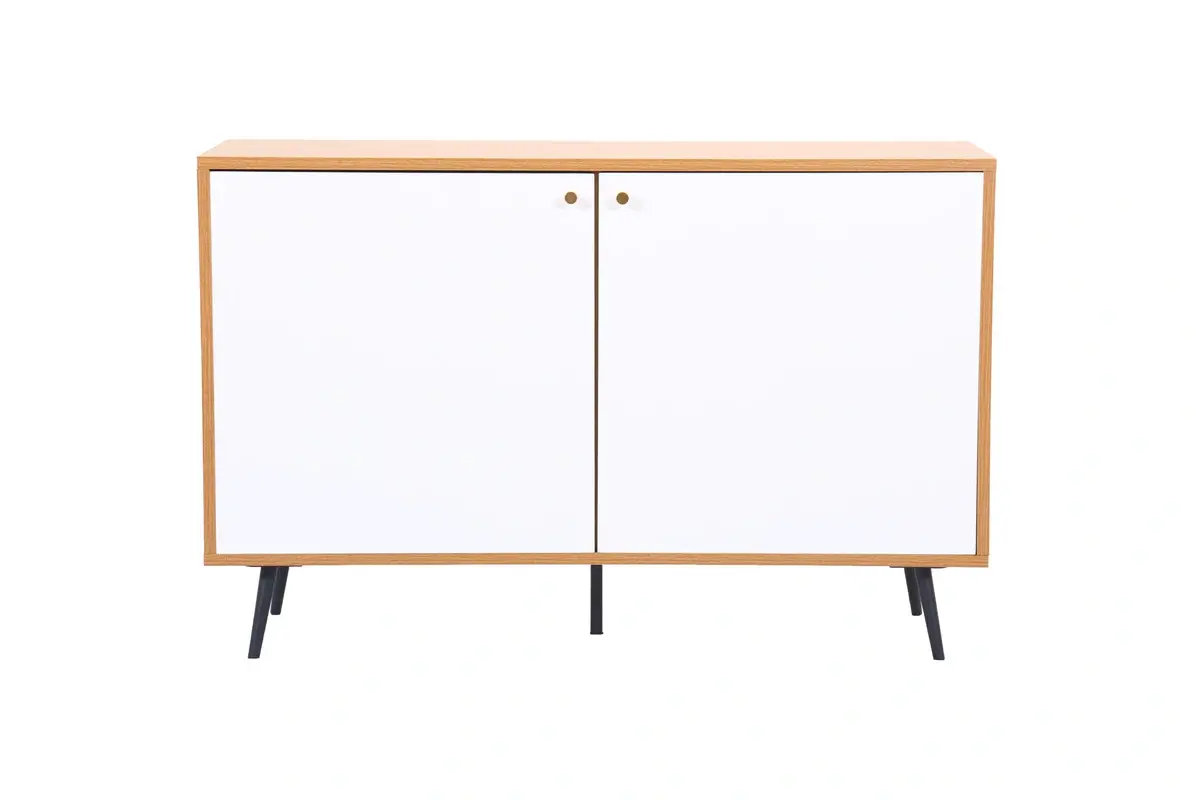Carlotta 46.5" Light Brown and White Storage Console Cabinet Table