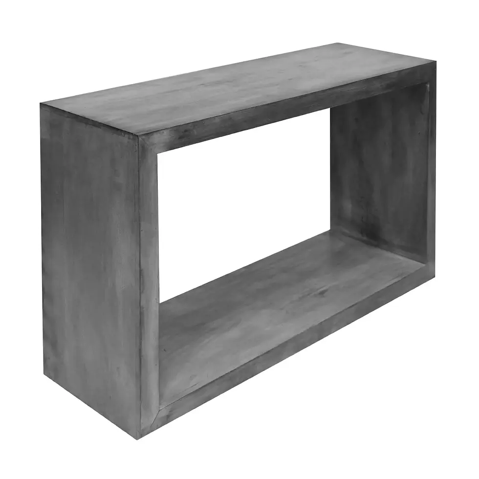 Thumbnail: 52" Cube Shape Wooden Console Table with Open Bottom Shelf, Charcoal Gray