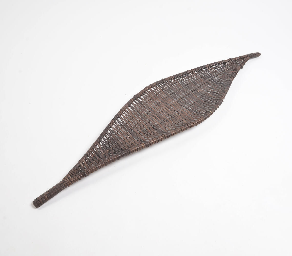 Woven Black Boat-Shaped Wicker Platter