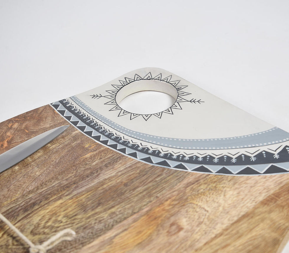 Thumbnail: Hand Painted Mango Wood Geomtric Chopping Board