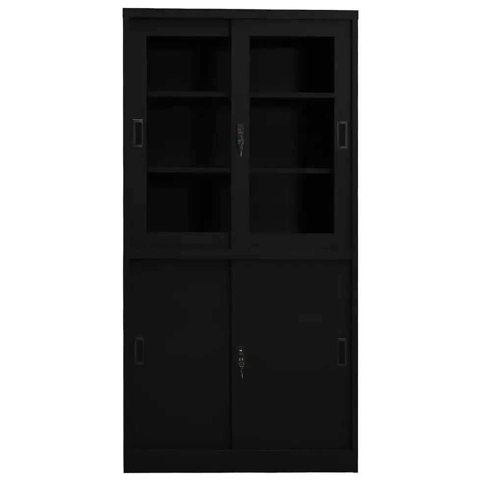 Thumbnail: Office Cabinet with Sliding Door Black 35.4"x15.7"x70.9" Steel
