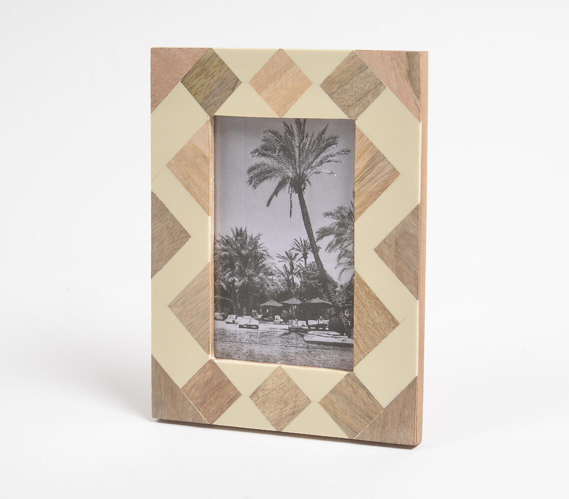 Mango Wood & Resin Geometric Photo Frame