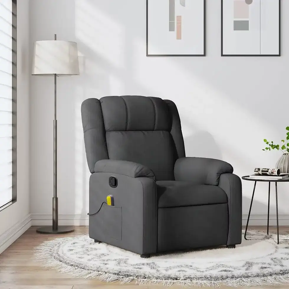 Thumbnail: Massage Recliner Chair Dark Gray Fabric