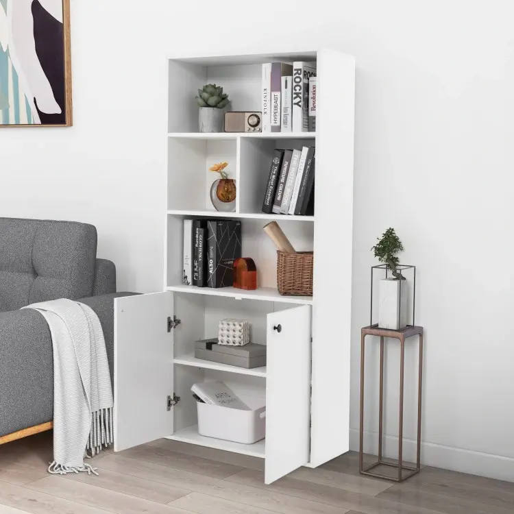 Thumbnail: 5-Tier Freestanding Bookcase with Open Cubes and Adjustable Shelf
