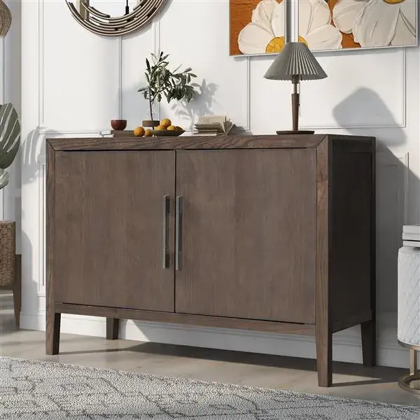 Thumbnail: U-Style Storage Cabinet Sideboard Wooden Cabinet with 2 Metal Handles
