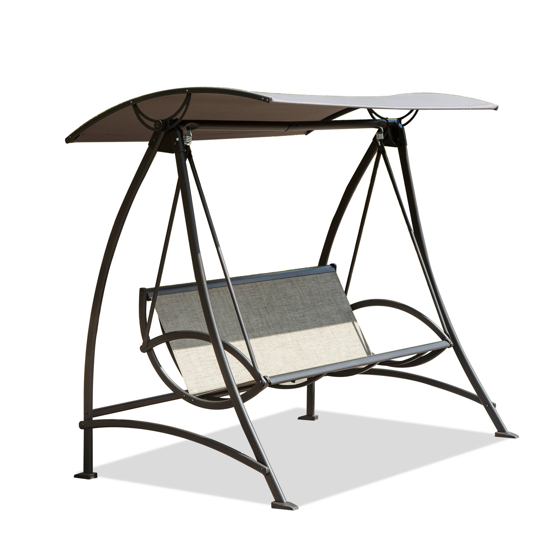 3-Seat Patio Swing Chair, Outdoor Porch Swing with Adjustable Canopy