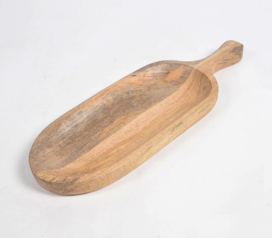 Hand Cut Mango Wood Oblong Paddle Server