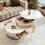 Thumbnail: Modern Round Lift-top Nesting Coffee Tables with 2 Drawers White & Natural
