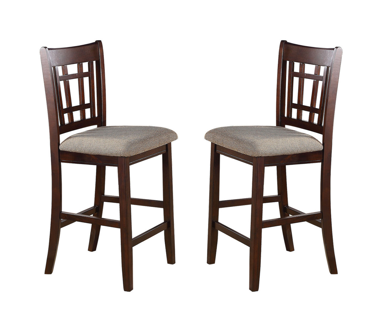 Neena Height Chair with Beige Upholstered Seat, Set of 2, Brown