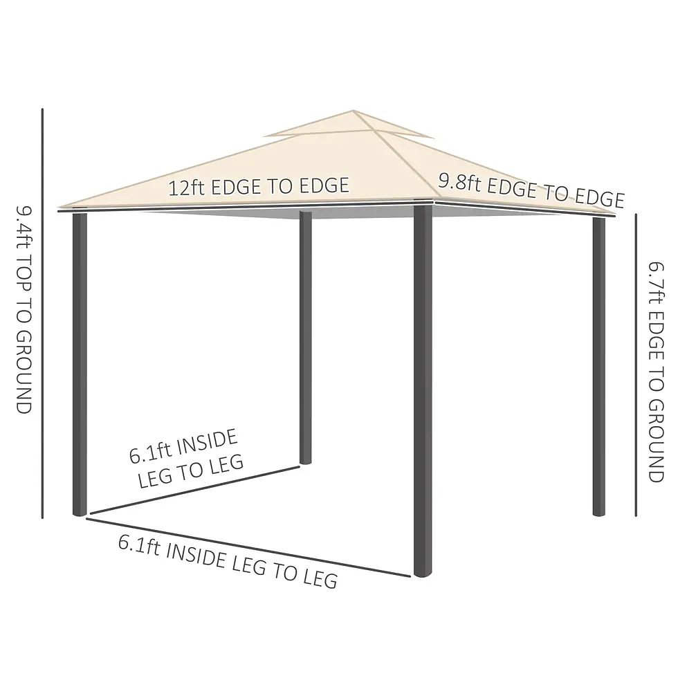 Thumbnail: Outsunny 10' x 12' Patio Gazebo with Netting, Double Roof