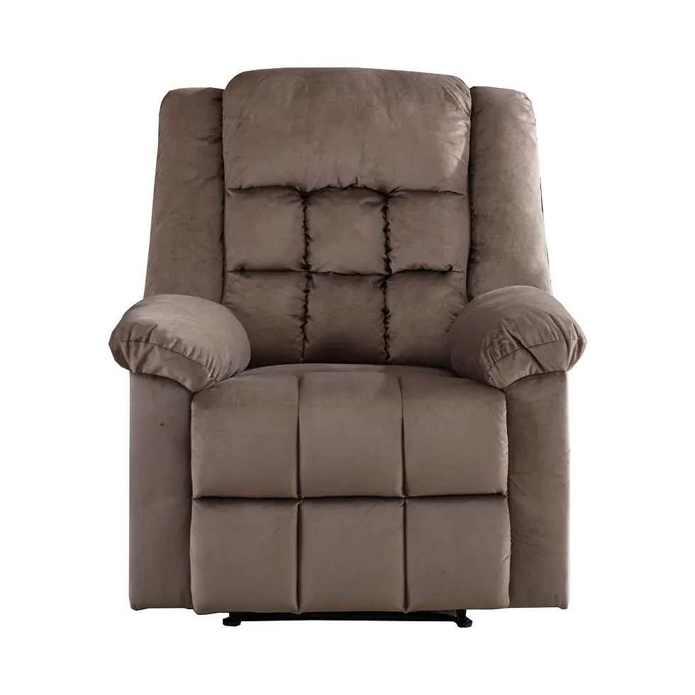 Thumbnail: Classic Manual Recliner with Soft Padded Headrest and Armrest, Chocolate