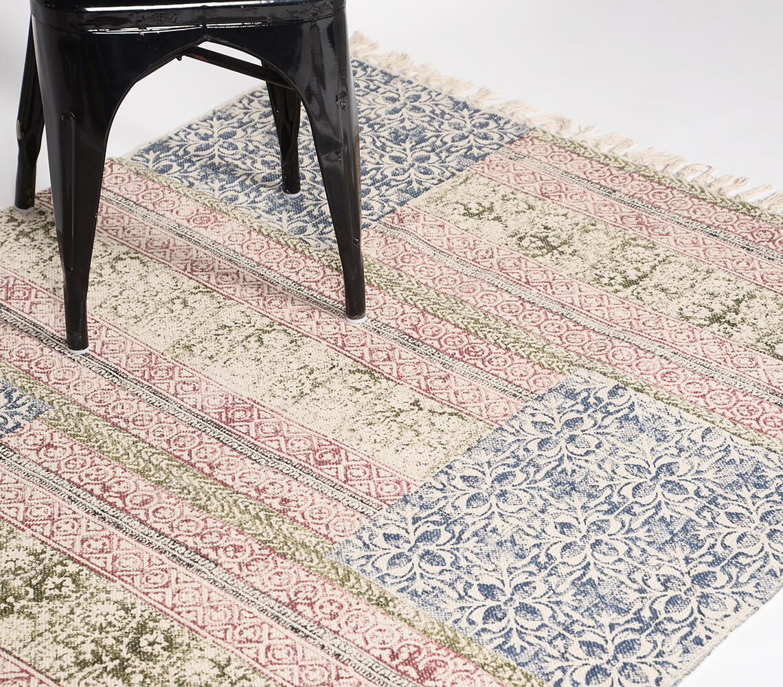 Hand Block Printed Cotton Rug