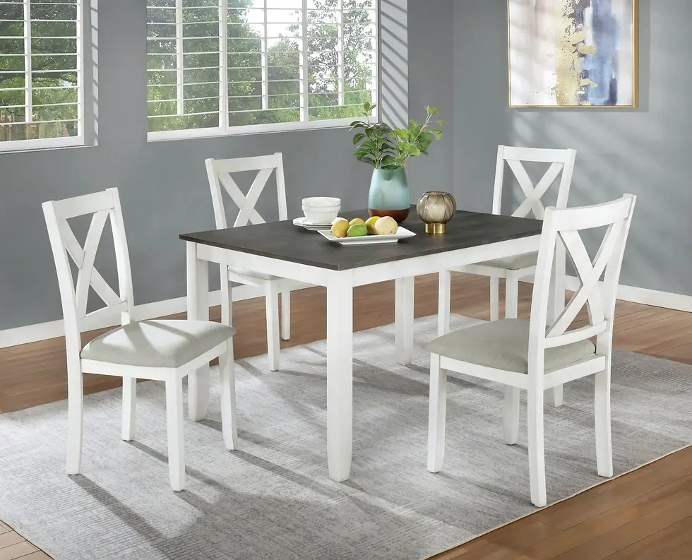 Thumbnail: Rustic Simple Dinette 5pc Set Distressed White And Gray