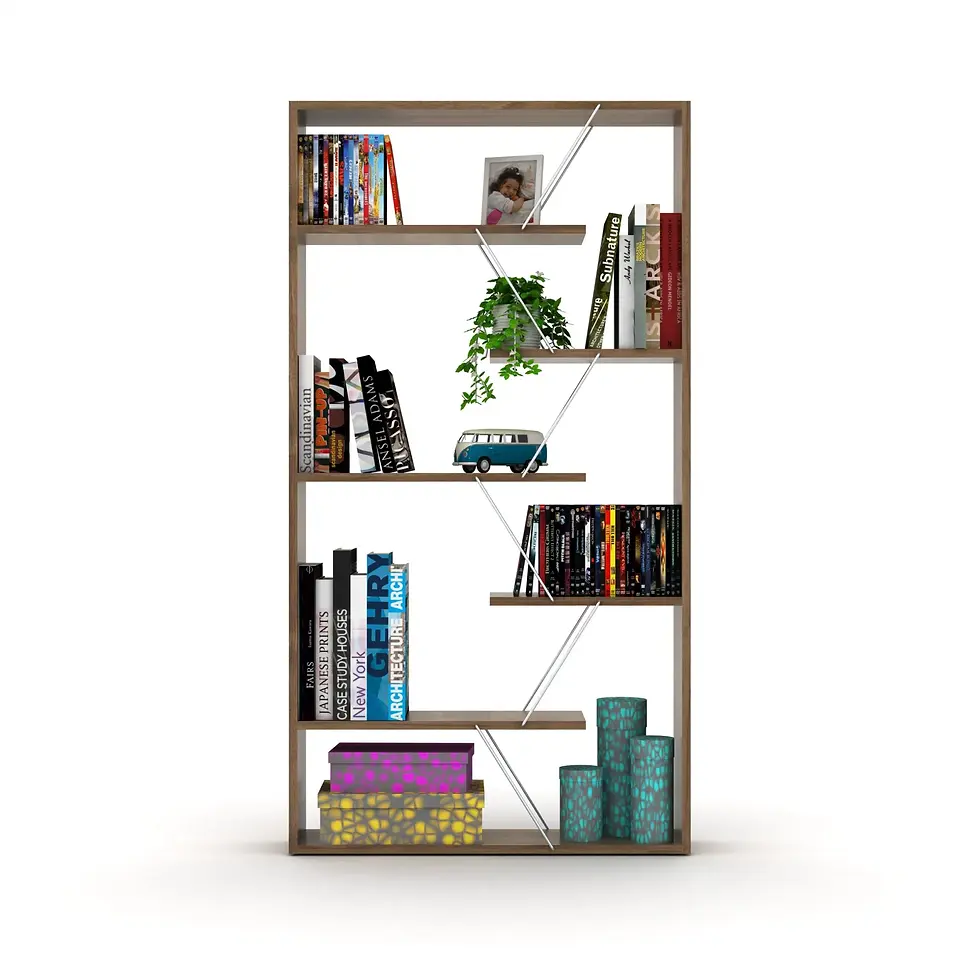 Thumbnail: Furnish Home Store Wood Frame Etagere Open Back 6 Shelves Bookcase