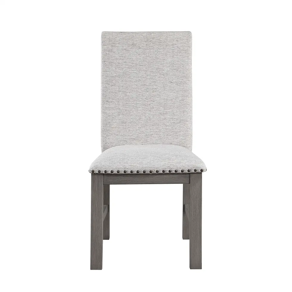 Thumbnail: Dining Chairs 2pc Set Beige Fabric Upholstered Seat and Back Nailhead Trim
