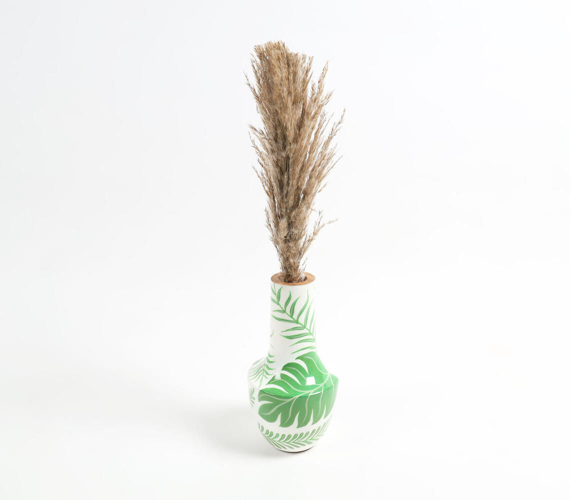 Enamelled Wooden Tropical Vase