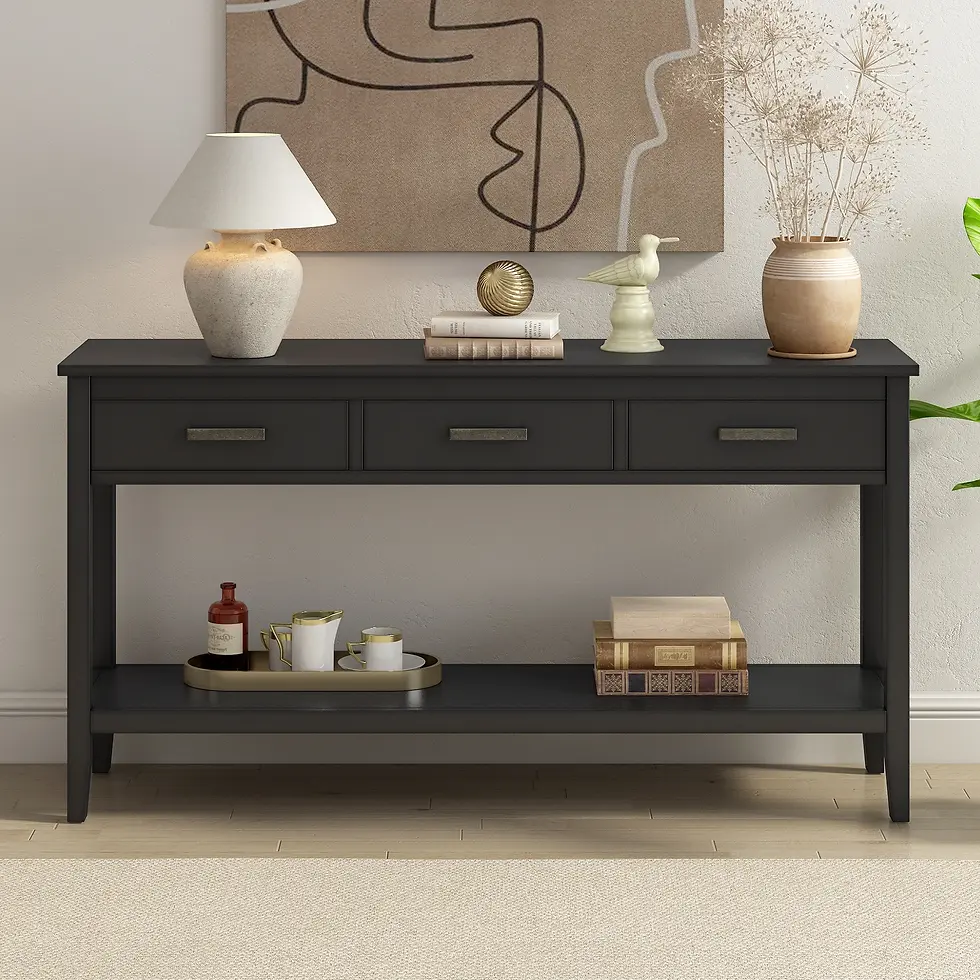 Thumbnail: U_STYLE Contemporary 3-Drawer Console Table with 1 Shelf