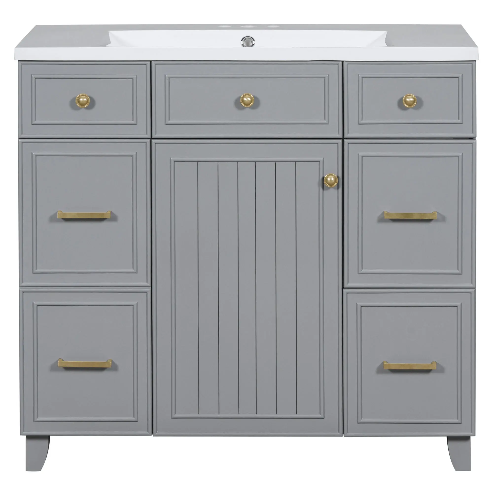 36" Bathroom Vanity Cabinet with Sink Top Combo Set, Grey
