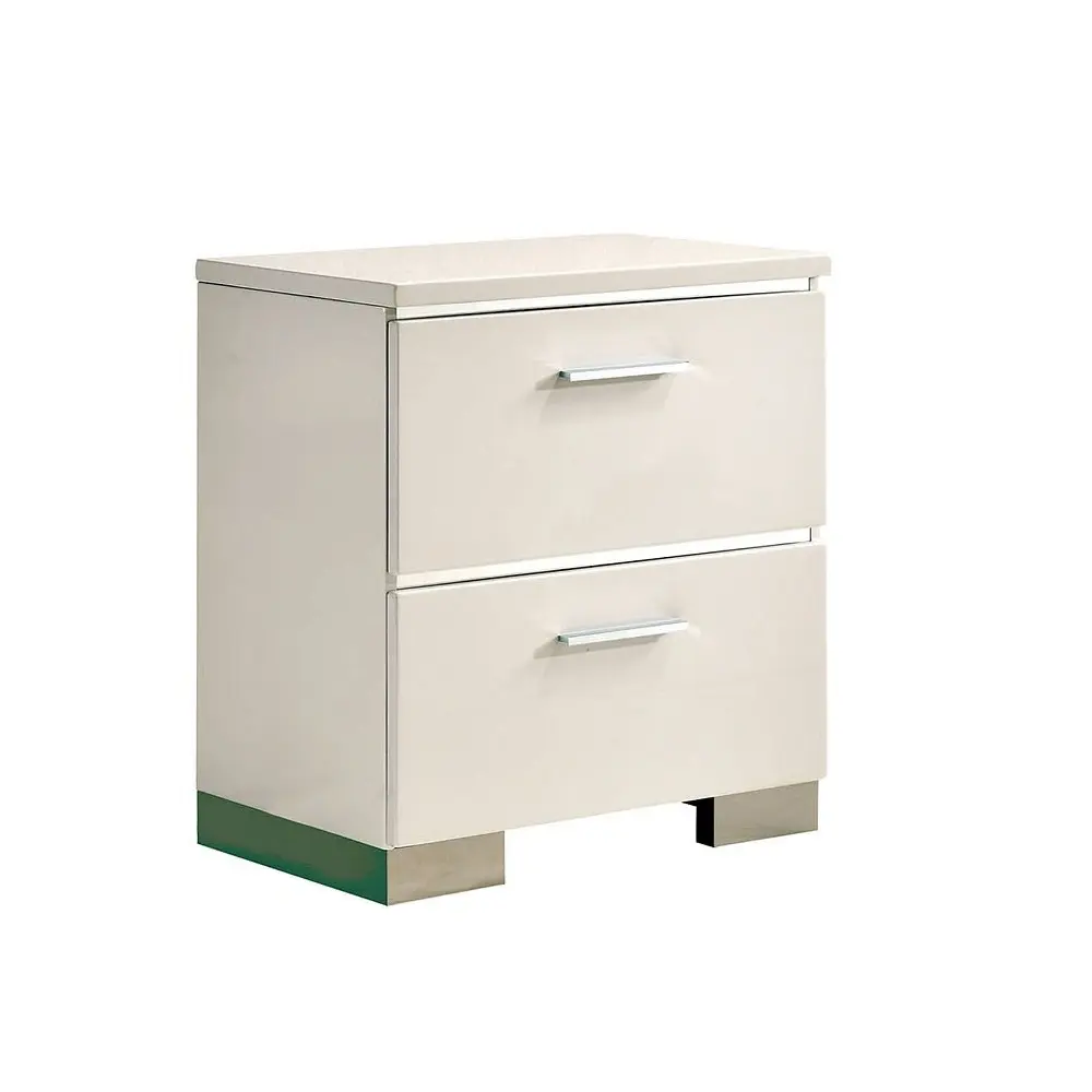 Contemporary 1pc Nightstand White Color High Gloss Lacquer Coating