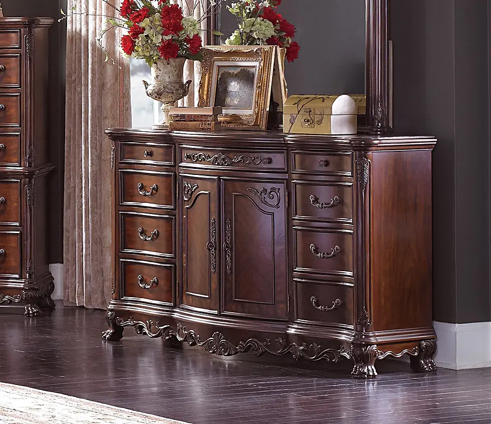 Thumbnail: Cherry Finish Formal Bedroom Furniture 1pc Dresser w 9x Drawers