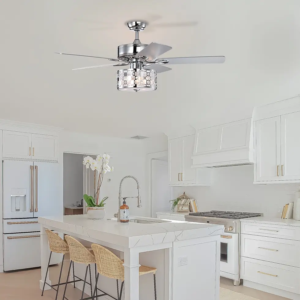 Thumbnail: 52" Elegant Ceiling Fan Light with Remote, Crystal Chandelier Fan