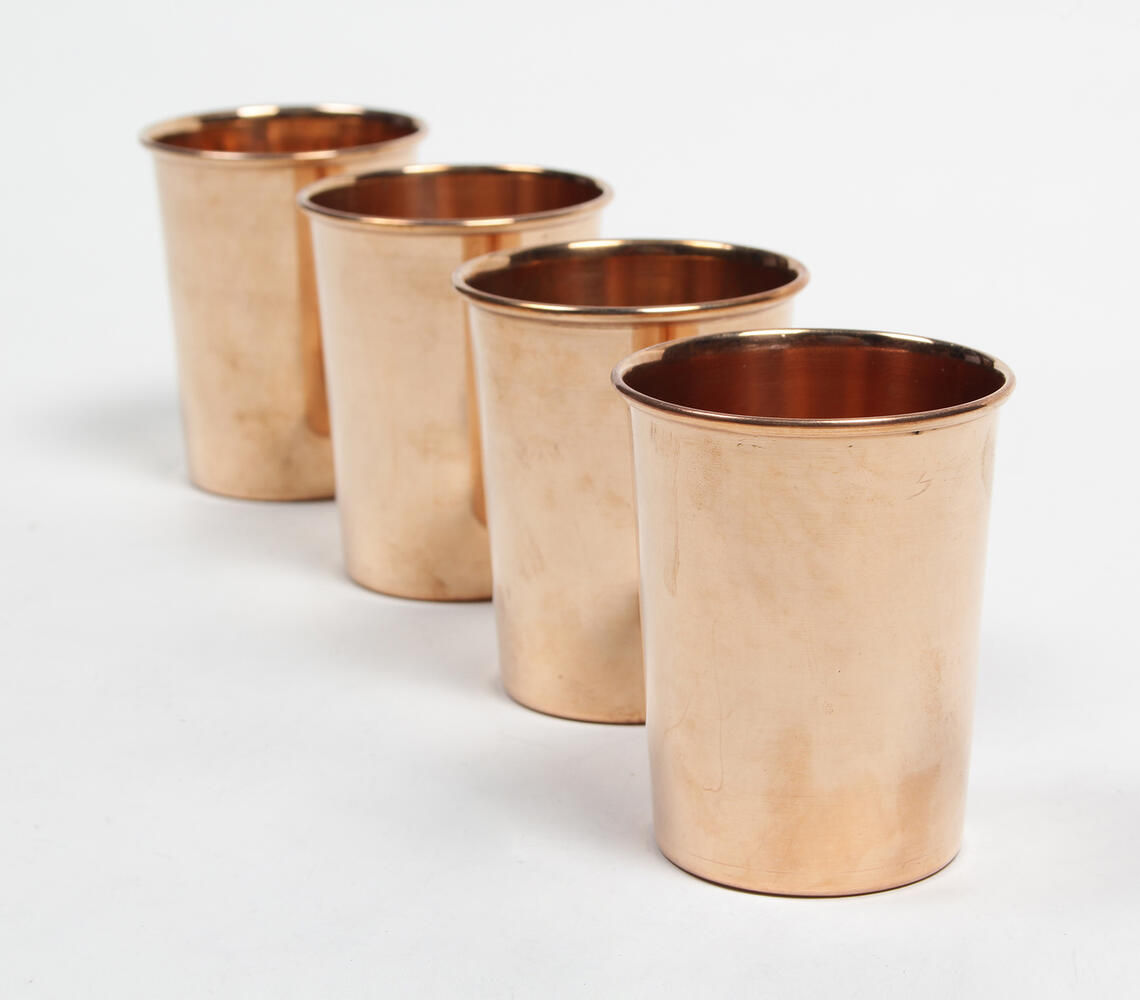 Statement Handcrafted Copper Tumblers - 300 ml (Set of 4)