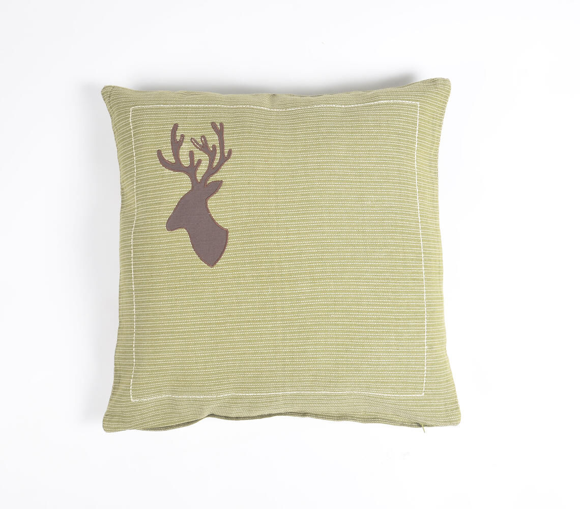Muted Christmas Reindeer Cotton Cushion Cover