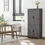 Thumbnail: 64" 4-Door Kitchen Pantry, Freestanding Storage Cabinet with 3 Adjustable Shelve