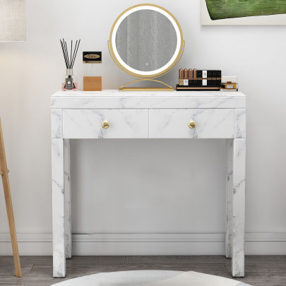 Tempered Glass Marble Texture Dressing Table