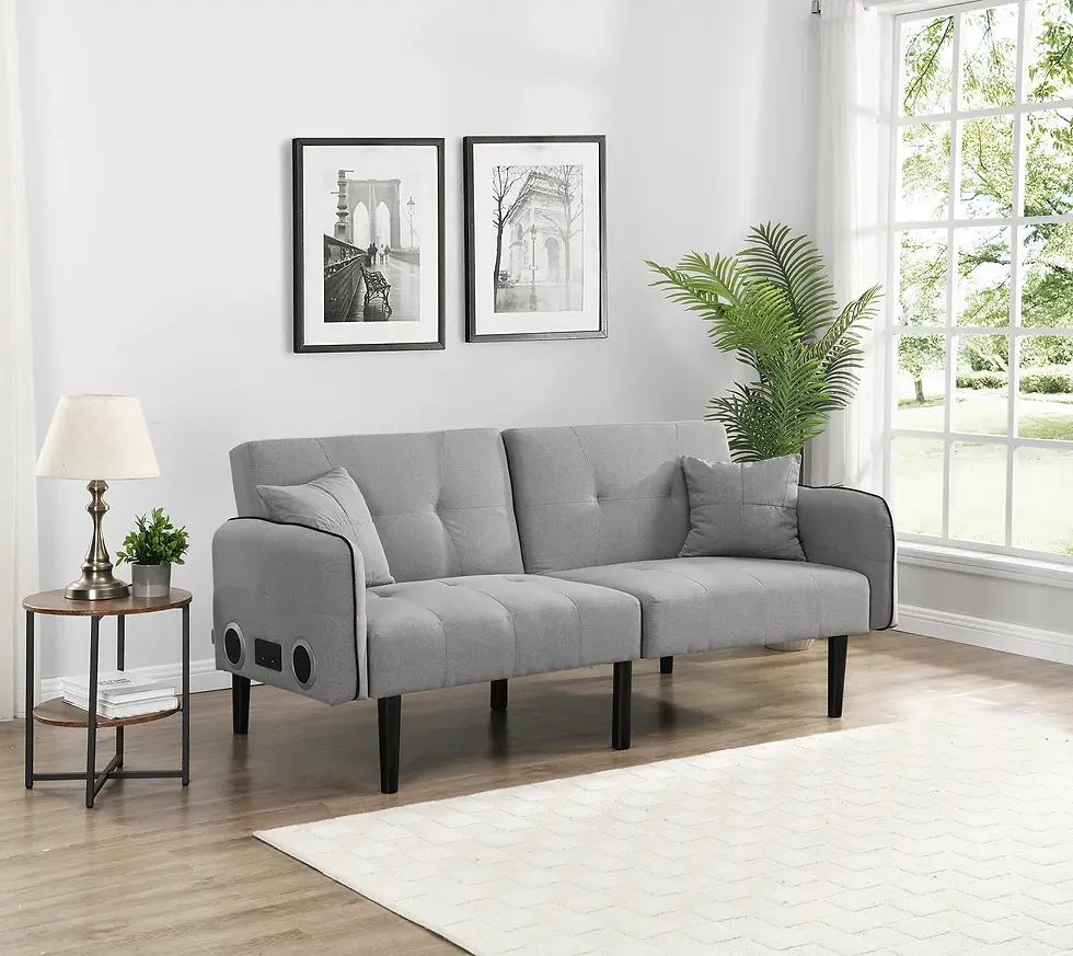 Thumbnail: Folding Ottoman Sofa Bed with Stereo, Gray