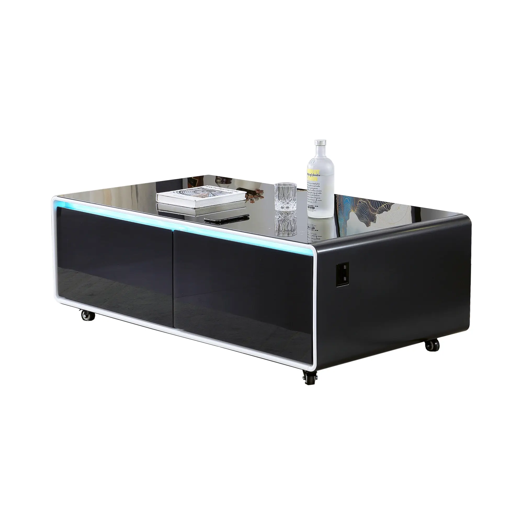 Smart Table Fridge, Tempered Glass Table Top and Back Storage