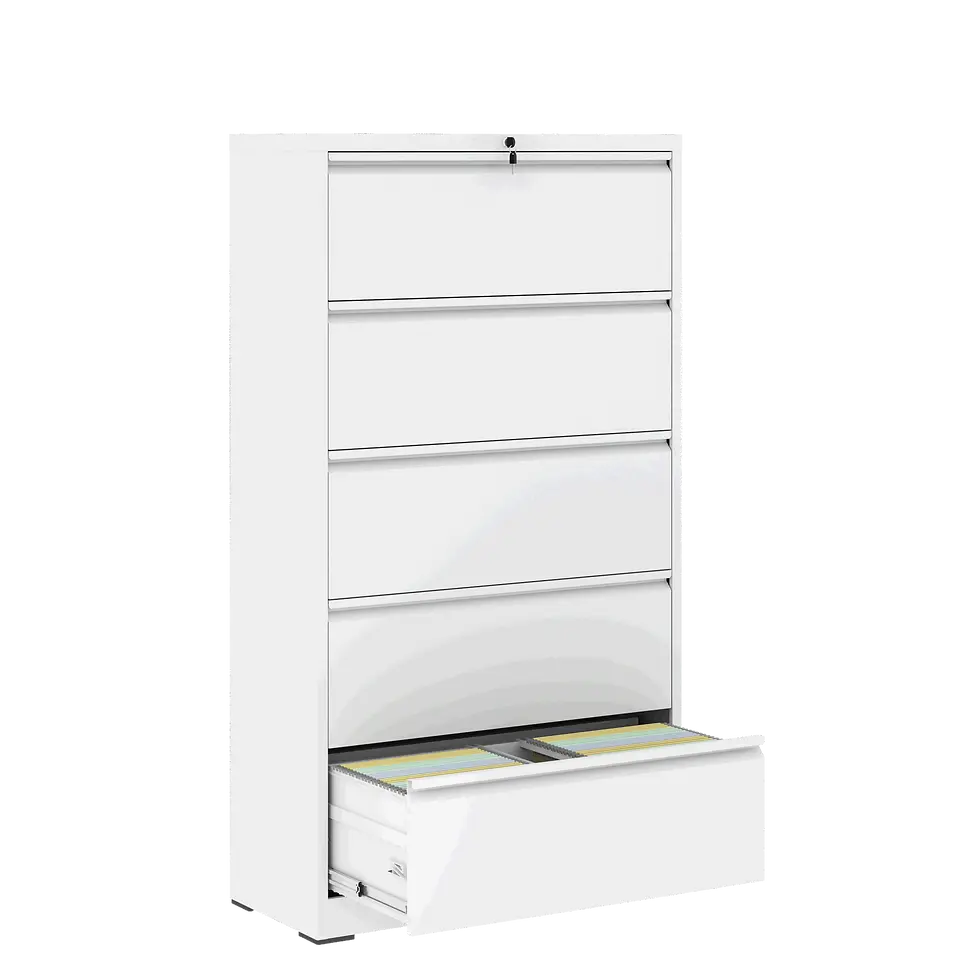 Thumbnail: 5 Drawer Metal Lateral File Cabinet , White Filing Cabinet with Lock