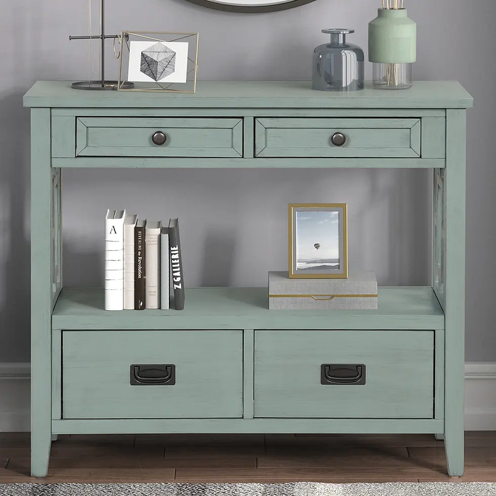Thumbnail: 36'' Farmhouse Pine Wood Console Table, Retro Blue