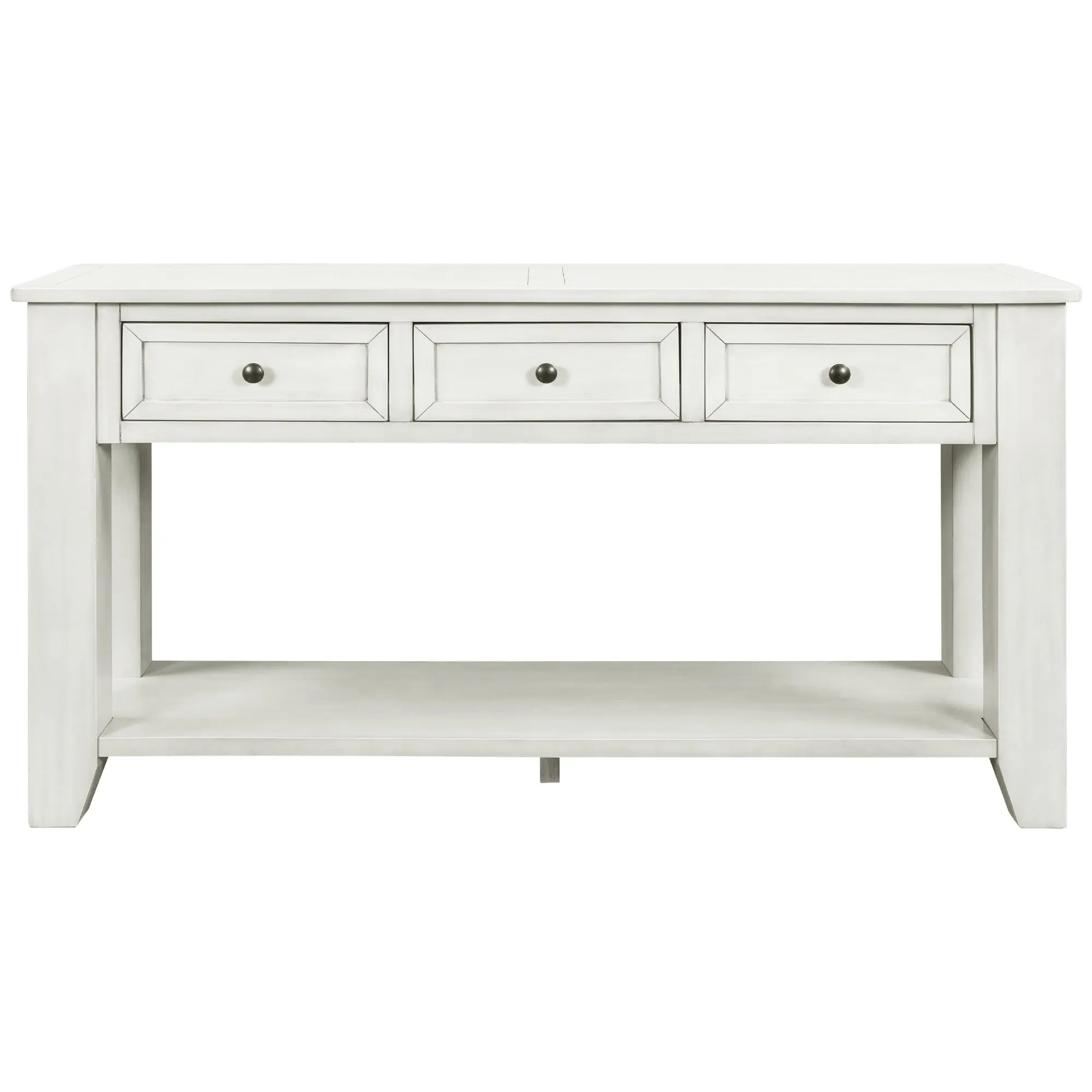 U_STYLE 55'' Modern Console Table with 3 Drawers and 1 Shelf, Retro White