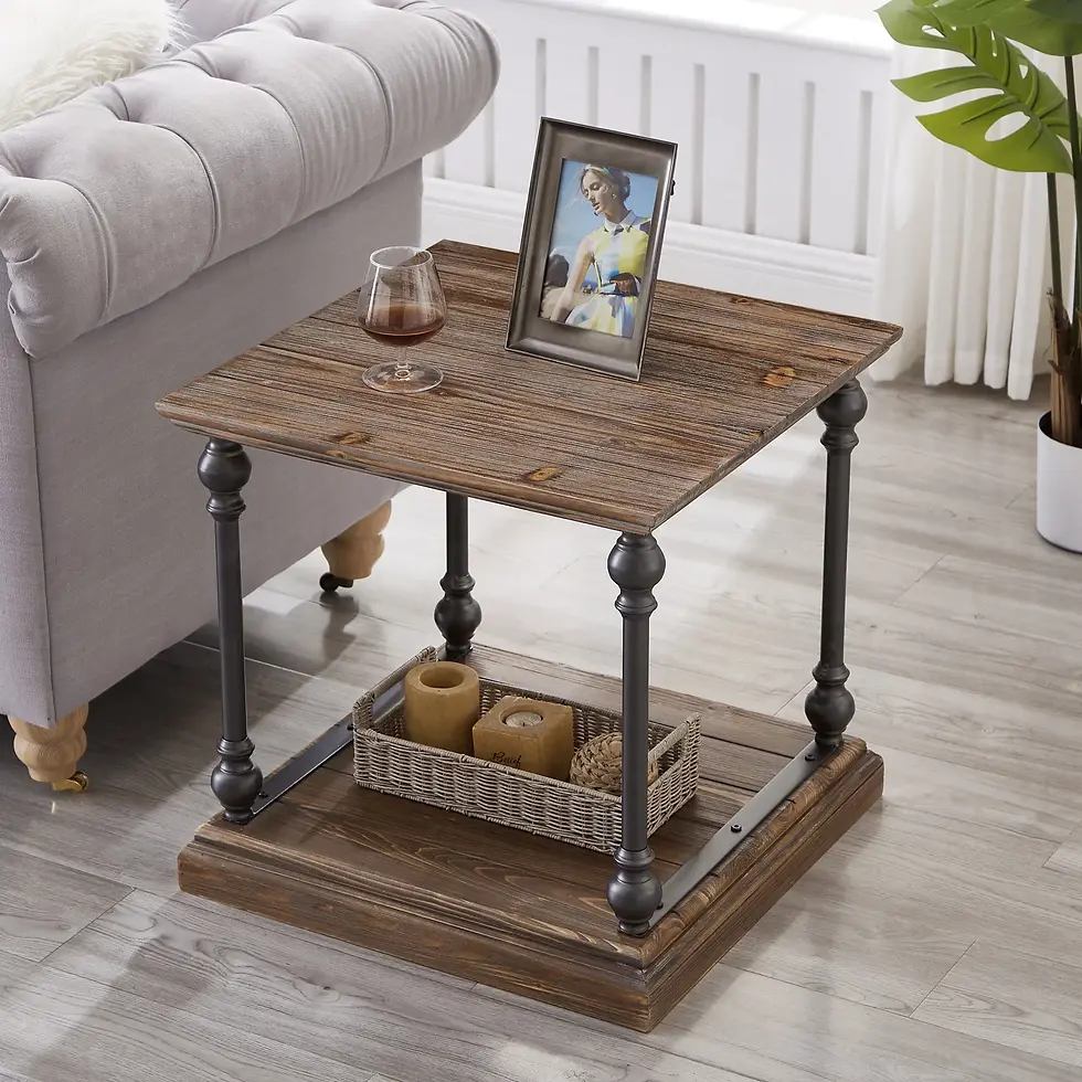 Thumbnail: Farmhouse End table Modern Style, Brown Red